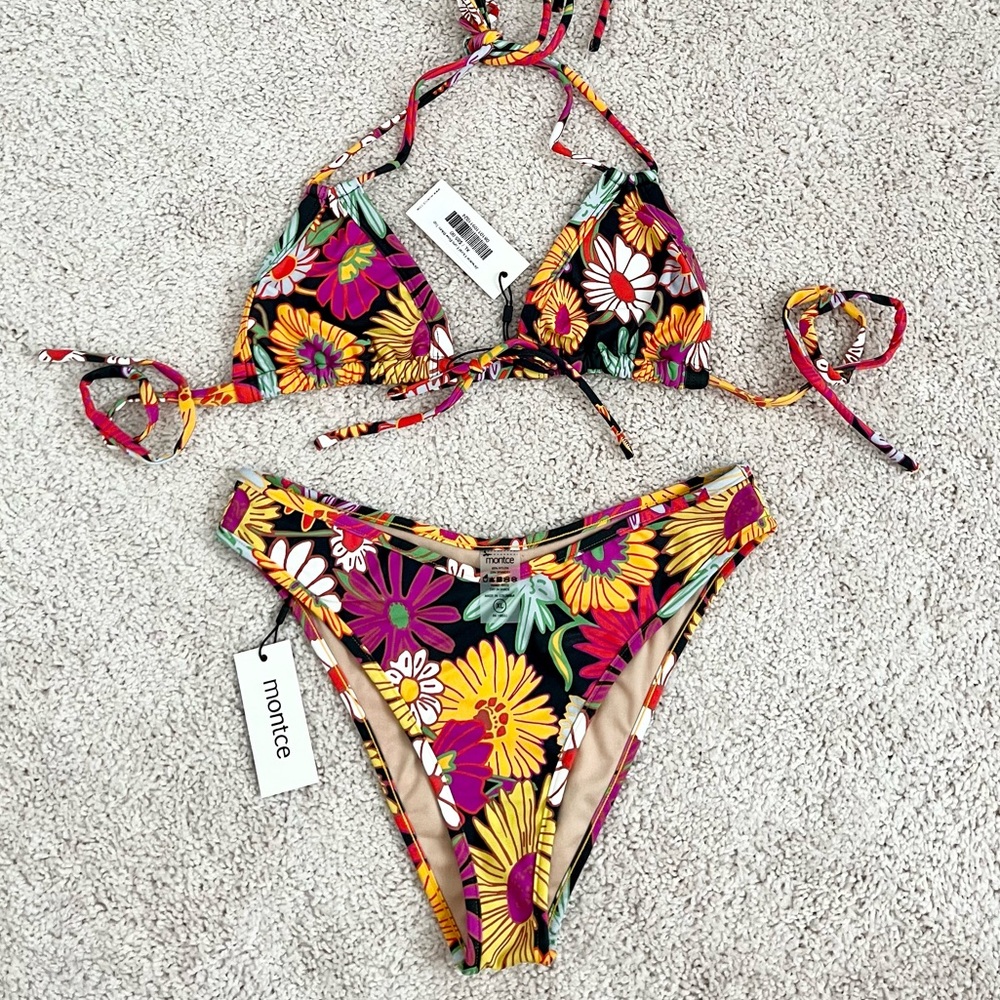 MONTCE JANEANE FLORAL EURO BOW TOP LULU BIKINI BOTTOM